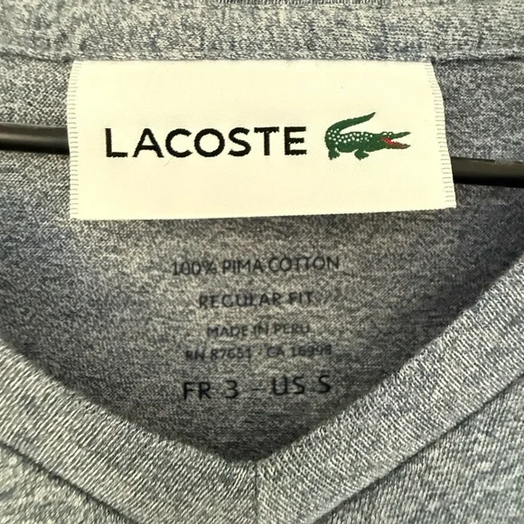 Lacoste Men's V-Neck Tee Size 3 - Picture 2 of 5